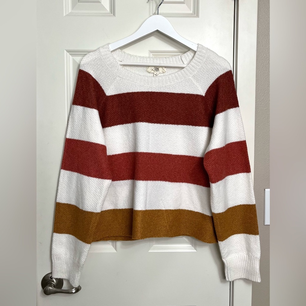Pinque Colorful Striped Crewneck Sweater NWOT